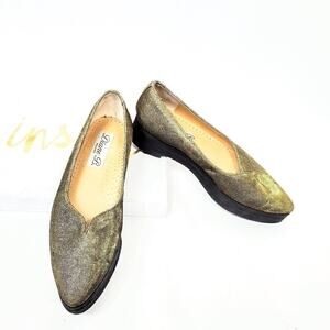 Diane B. Metallic Gold Platform Slip on Shoes